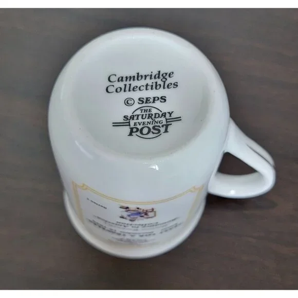 Norman Rockwell Cambridge Collectibles Mug Gold Trim Saturday Evening Post Cup - Picture 6 of 6